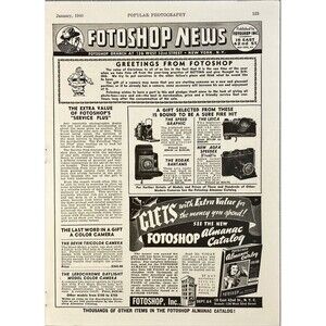 Fotoshop News "Gifts with Extra Value for Christmas" Vintage Print Ad 1940